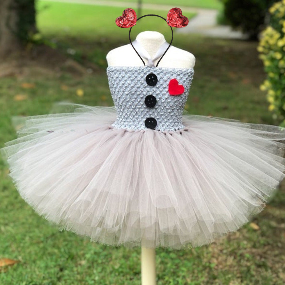 Children Girlsβ Halloween Costume Set: Sleeveless Herringbone Pattern Tulle Patchwork Dress with Accessory β Sets-4